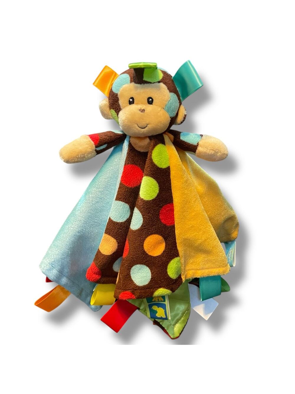 Mary Meyer Taggies Monkey Security Blanket Dazzle Dots Satin Line 13" Lovey Gift